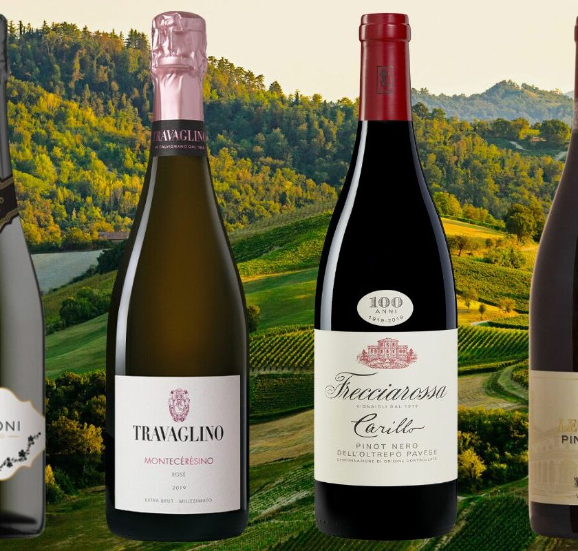 Quattro Pinot nero per capire bene Oltrepò pavese Oltrepò pavese Docg Metodo classico Riva Rinetti Calatroni, Rosé Montecérésino Tenuta Travaglino, Carillo Frecciarossa, Pinot nero riserva Le Fracce